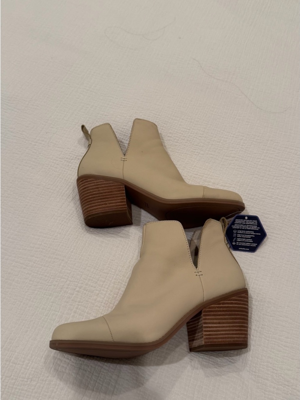 Toms Women’s Cream Ankle Boots with Stacked Heel